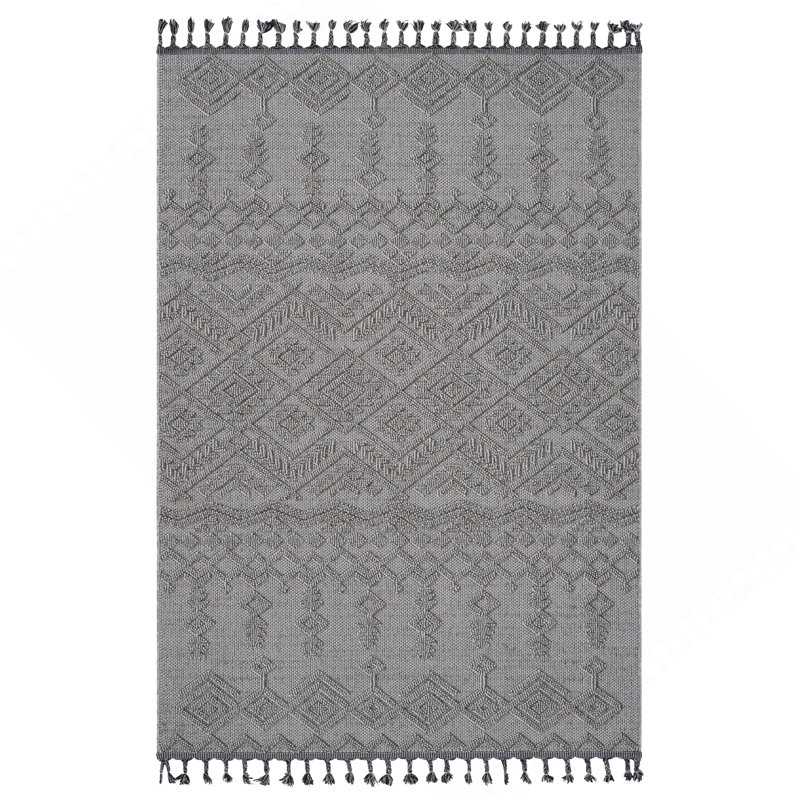 Tapis intérieur / extérieur blanc / blanc / traditionnel Collection, Rectangle 4 pi x 6 pi 2 po