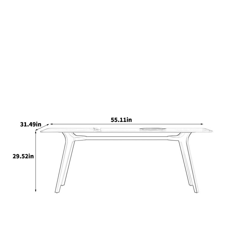 Phill Dining Table, 29.52"H x 55.11"L x 31.49"W
