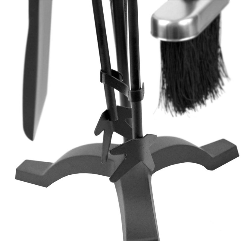 Leonie Steel Fireplace Tool Set, Nickel, 60cm H x 21cm W x 20cm D