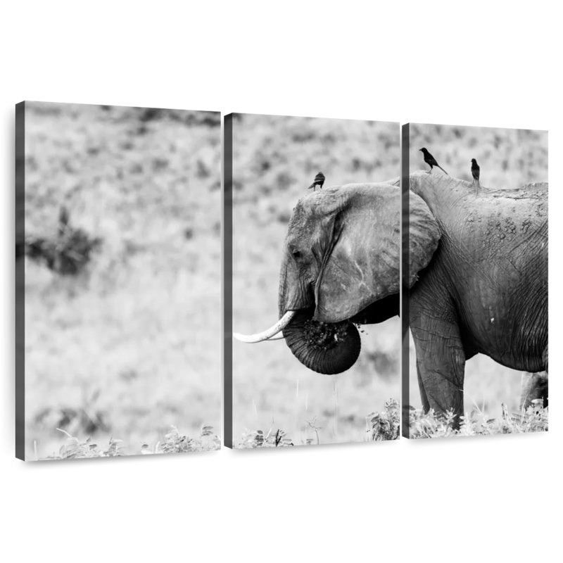 Éléphant et ses amis, H 28 po x l 45 po