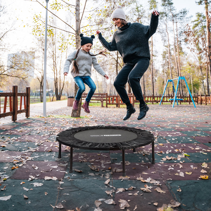 HolaHatha 48 Inch Foldable Mini Trampoline Fitness Rebounder w/Adjustable Handle