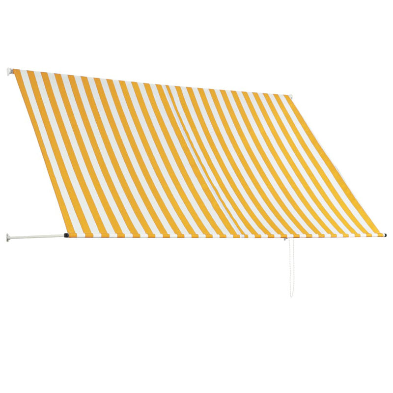 Retractable Awning with Bradde Chain Sunshade Shelter for Patio Outdoor, Striped Yellow, 78.7' x 59.1"