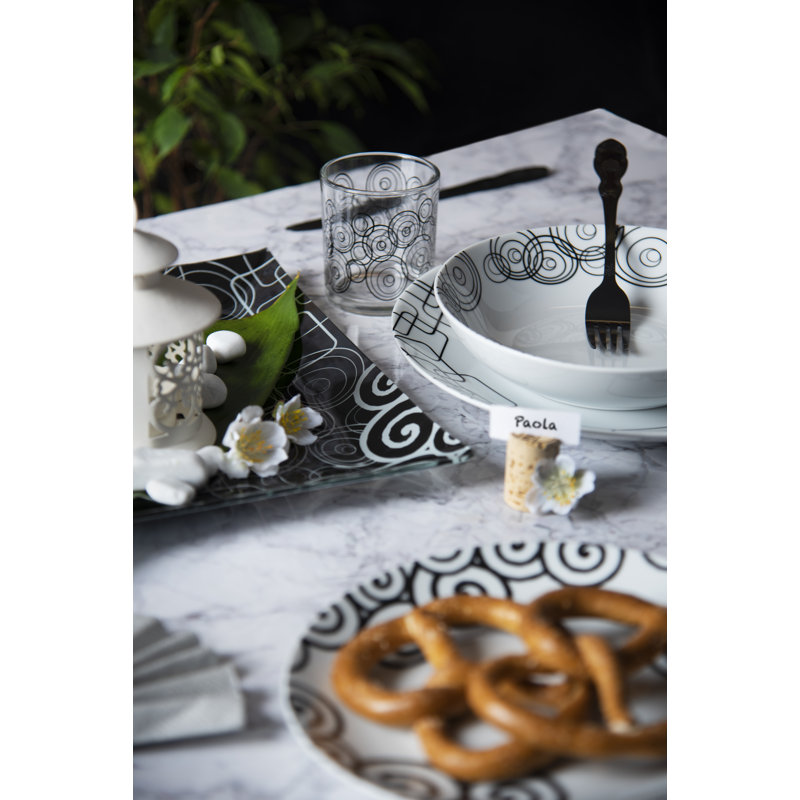 Magic Black Piece Porcelain Dinnerware Set - Service for 4