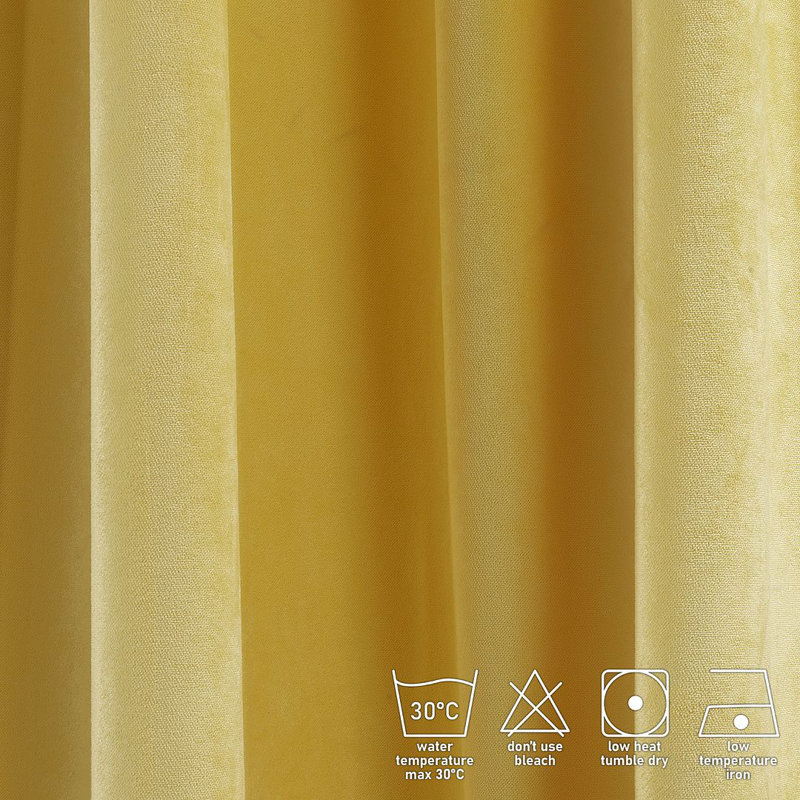 Soft Touch Velvet Kitchen Valance, 90 W x 60 D cm, Yellow