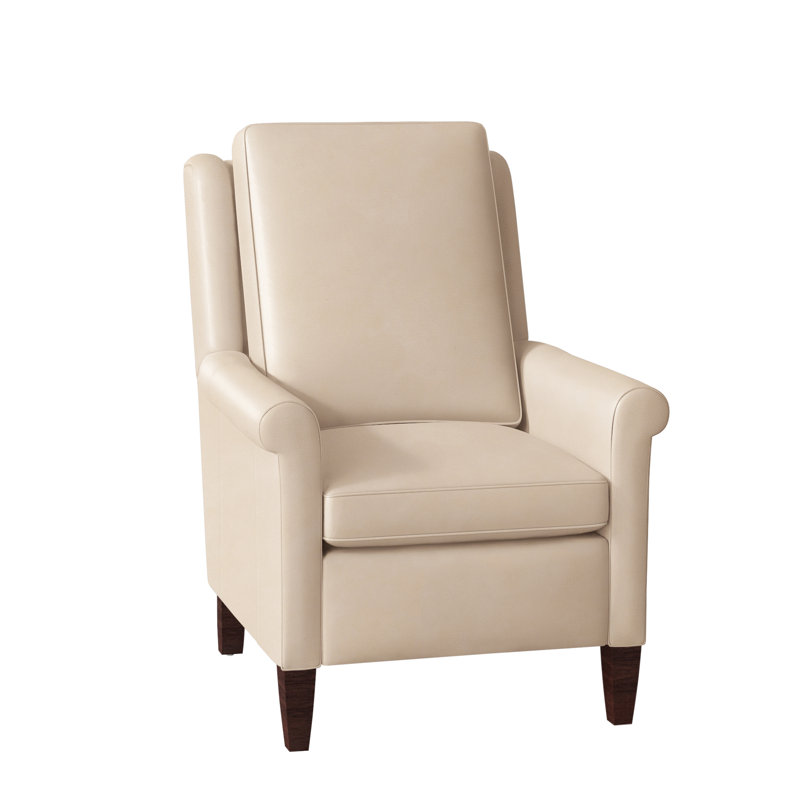 Fauteuil inclinable standard Timber, Cuir véritable gris clair délavé Aline, Acajou, Manuel