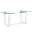 Grande table de salle à manger en verre rectangulaire moderne minimaliste pour 6 à 8 personnes avec support trapézoïdal en MDF de table en verre trempé de 0,4 po, pour la cuisine, le salon, la salle de réunion et la salle de banquet