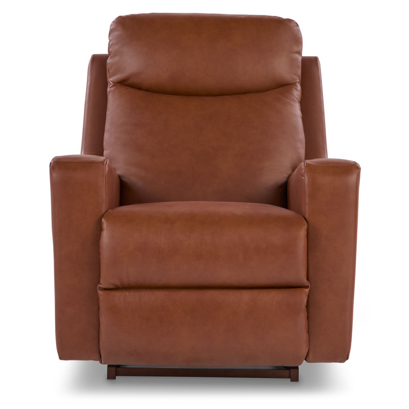 Emmons Leather Rocker Recliner, Oak