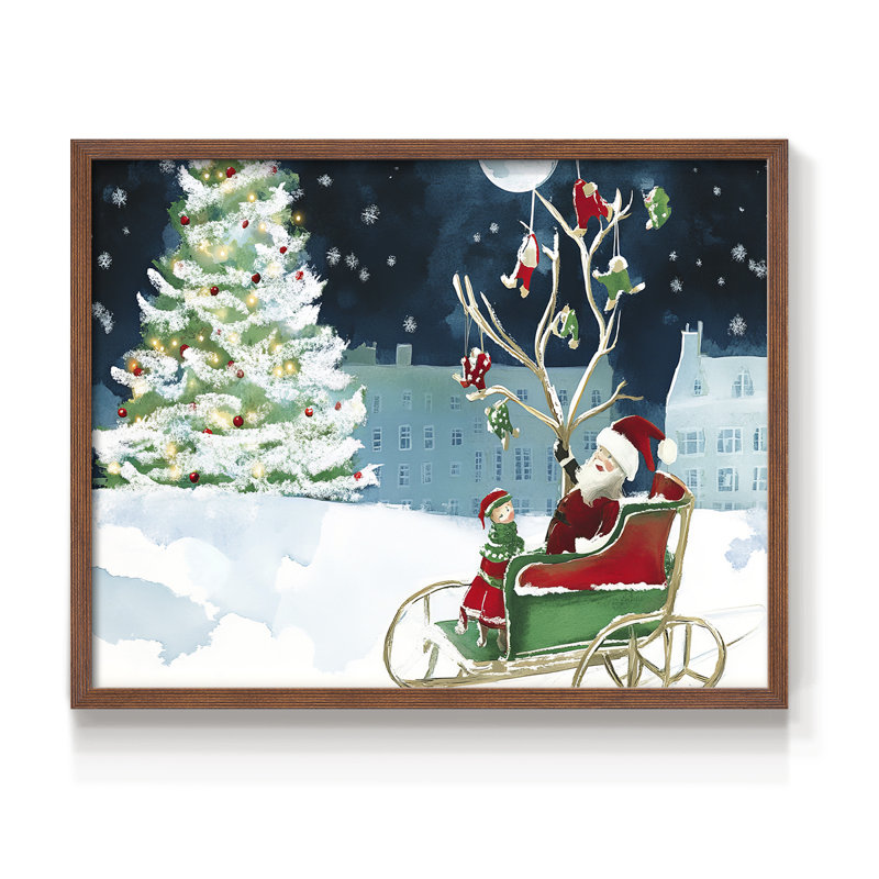 Art de Noël - DCXIV - Reproduction encadrée - Restickable, H 16 po x l 20 po, Noyer