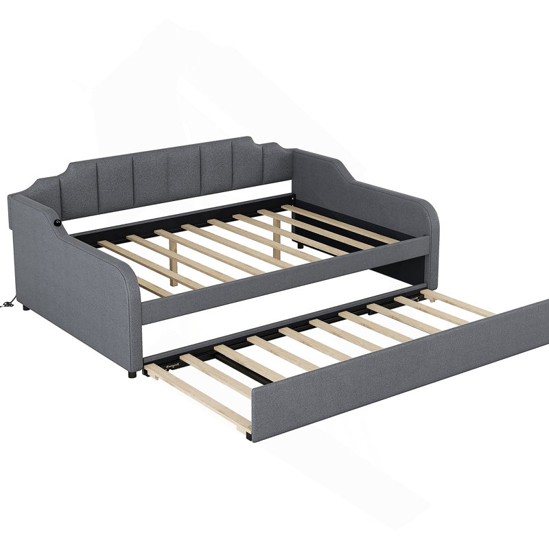 Upholstery Daybed with Trundle and USB Charging