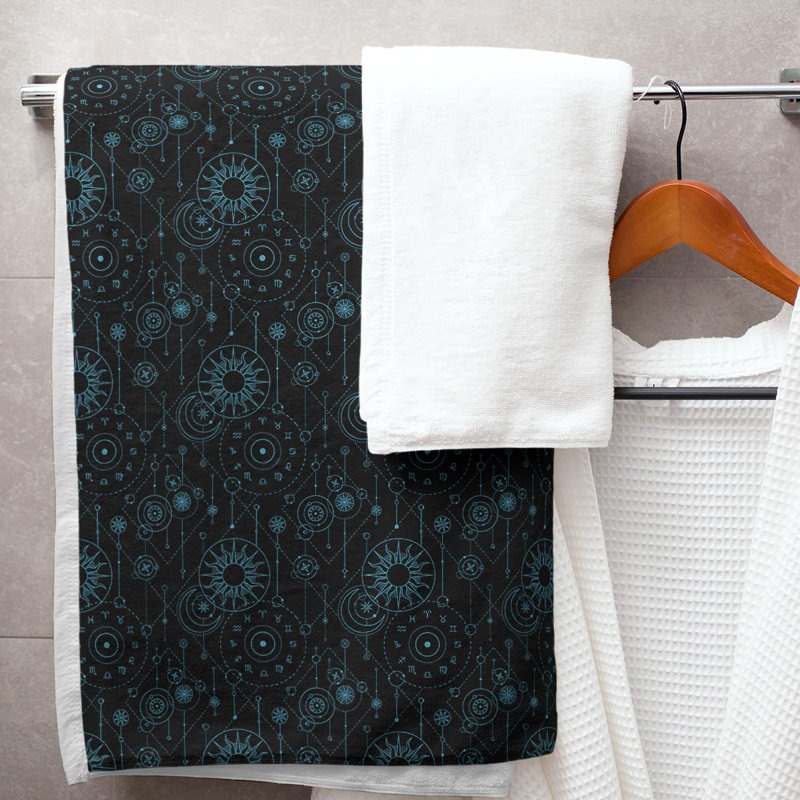 Katelyn Elizabeth Cotton Blend Bath Towel, Black/Blue