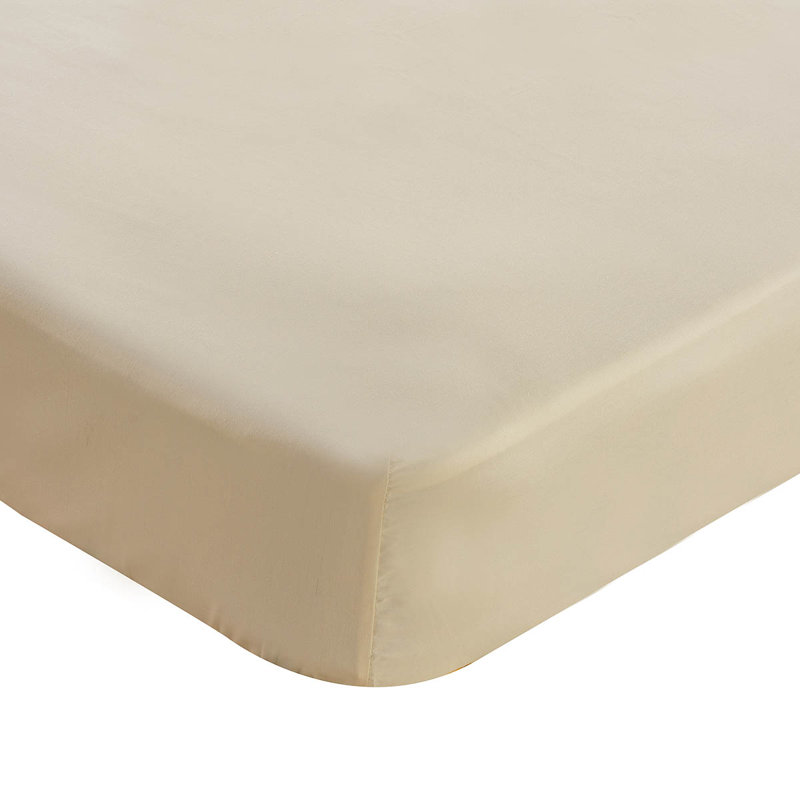 Bechtold 100% Cotton Percale Fitted Sheet, Double (4'6), Beige