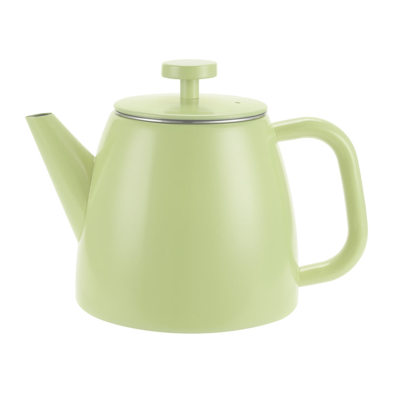 Café Olé Kelham Double Wall Stainless Steel Teapot with Infuser Basket, Thermal Insulated, 600ml, 2-3 Cup Tea Pot, Green