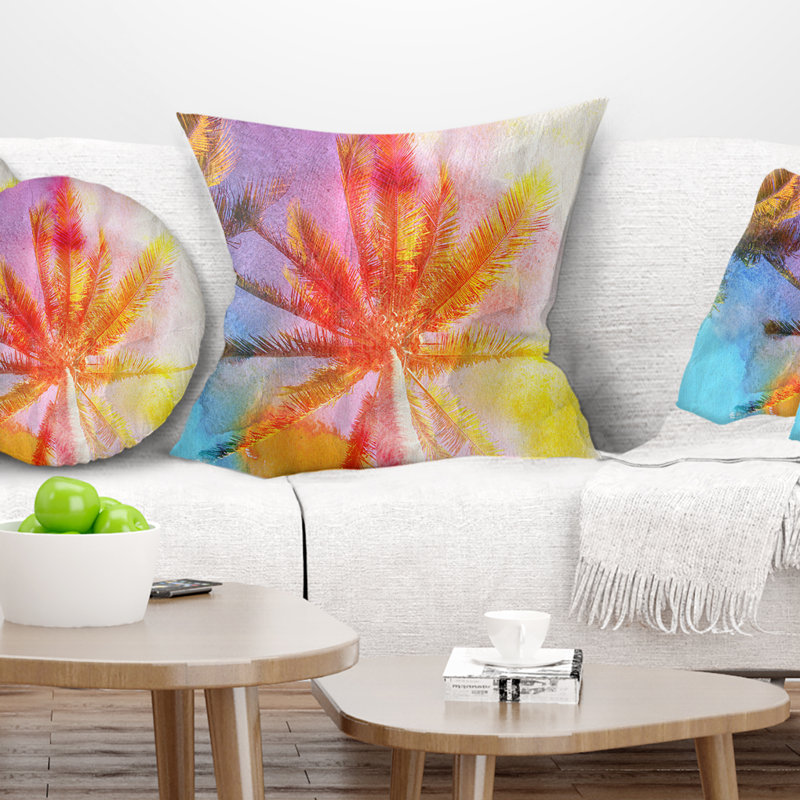 Palmiers réfléchissants rétro - coussin imprimé forêt, 16 po x 1 po, Coussin décoratif