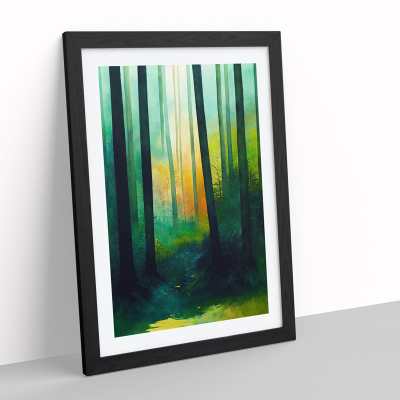 Vibrant Forest No.1 - Wall Art, Black Framed Paper, 66cm H x 48cm W, White