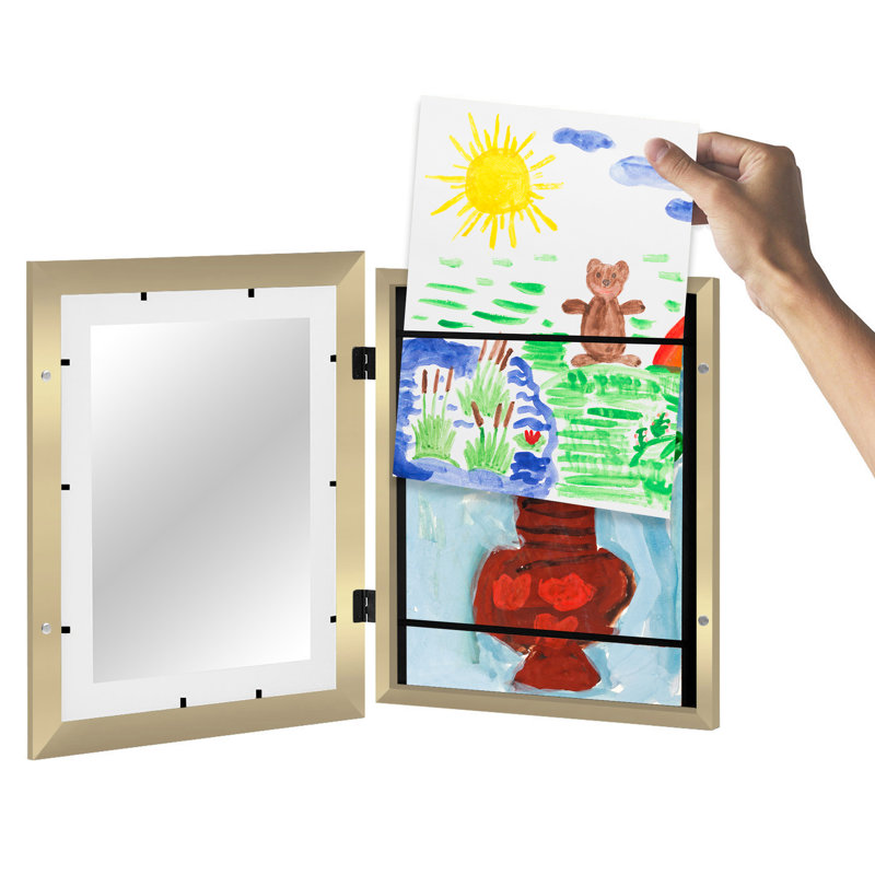 Wiedeman Kids Art Frame 10 x 12.5” with 8.5 x 11” Mat - Composite Wood with Glass (Set of 2), Gold