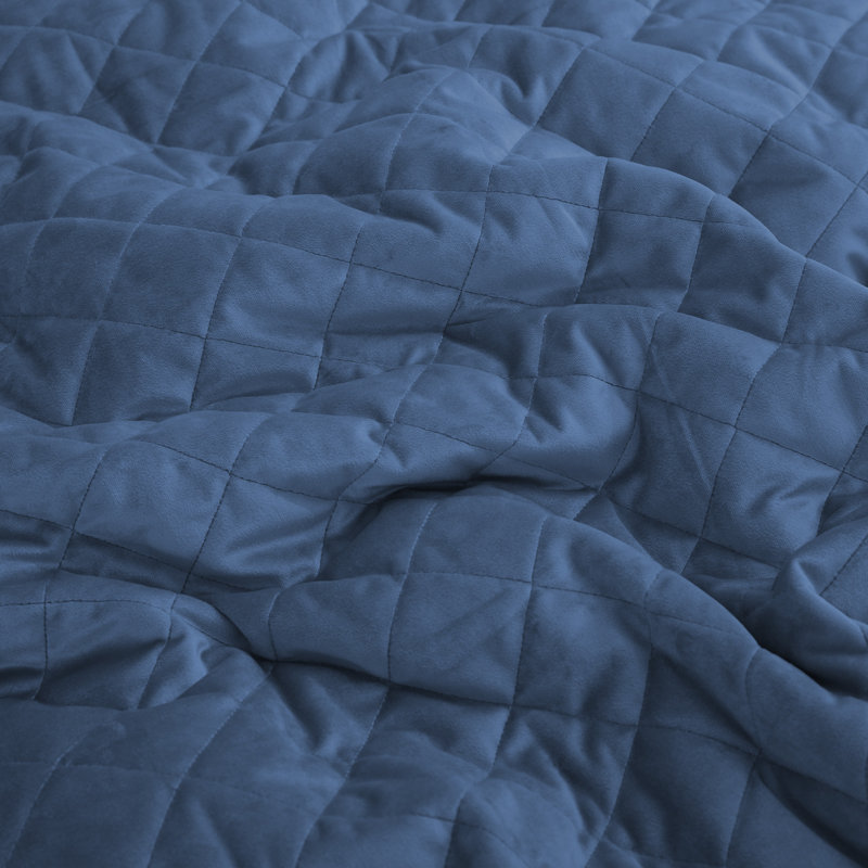 Waffle Coverlet, King Size + 2 King Pillowcases, Navy