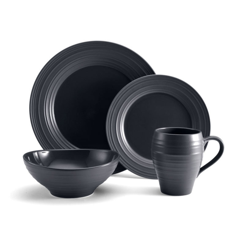 Swirl Graphite 4-Piece Place Setting, Service for 1