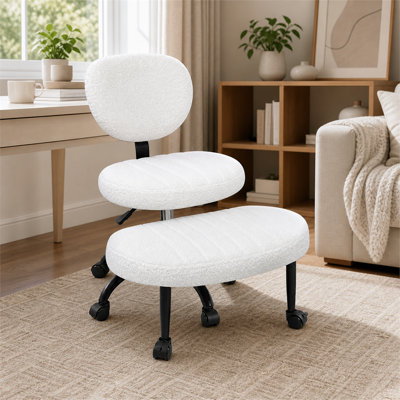 Chaise ergonomique à double couche, chaise à genoux en mousse à mémoire de forme rotative et réglable en hauteur, chaise de méditation de bureau multi-positions à support lombaire en forme de croissant
