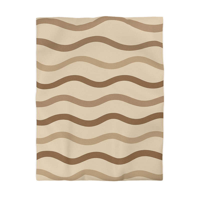 Microfiber Duvet Cover Boho Style, Design 29, Twin Duvet Cover, Brown/Beige/Cream