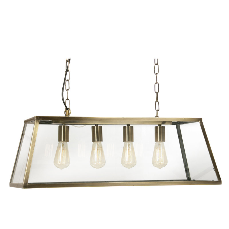 Hicks 4 - Light Antique Brass Kitchen Island Pendant
