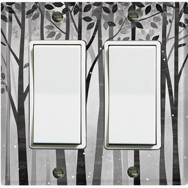 Couvercle de plaque d'interrupteur en métal; Fauteuil à bascule GFI 2 tailles US Standard - Foggy Forest