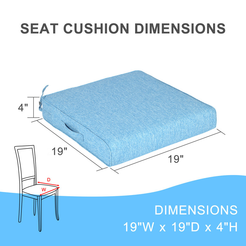 Aoodor Patio Chair Cushions Set, Lake Blue, 19" W x 19" D