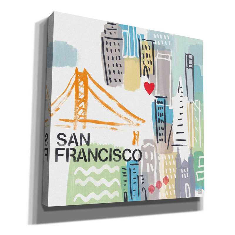 «San Francisco» par Linda Woods, art mural sur toile, H 26 po x l 26 po x P 1,25 po