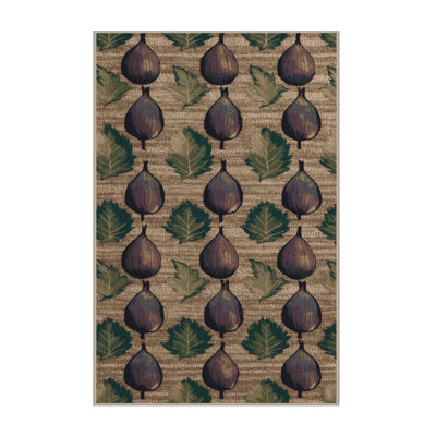 Washable Fig Brown Turkey Fruits Area Rug