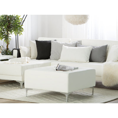 Leung 80cm Wide Faux Leather Tufted Square Cocktail Ottoman