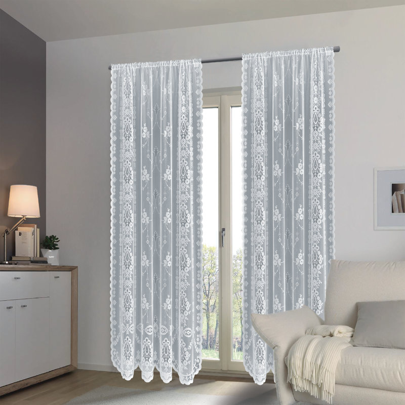 Sheer Curtain Single Panel, Cream, 56"W x 84"L