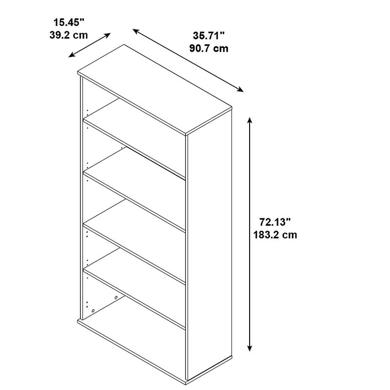 Bibliothèque standard BBF, H 65,87 po x l 35,71 po x P 15,45 po, Chêne naturel