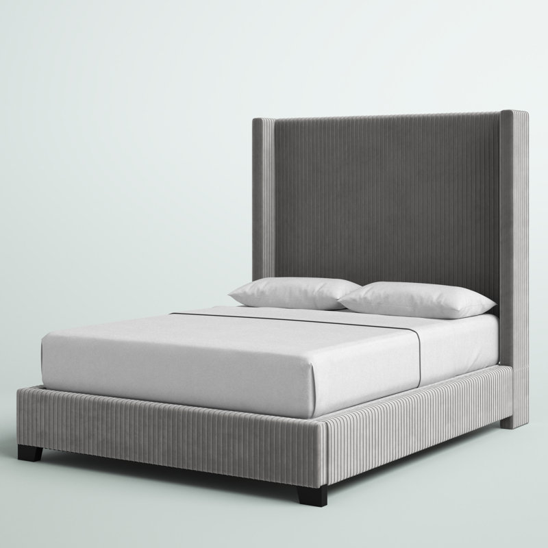 Lit tapissier standard à profil bas Solon, Très grand, Gris