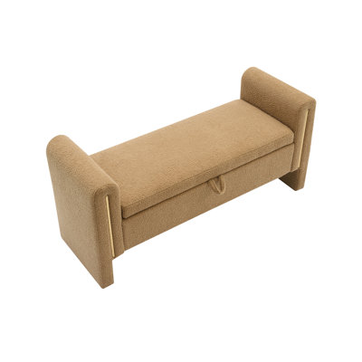 Modern Teddy Bed End Bench With Arms And Storage,Upholstered Large Foot Rest Stool, Comfy Window Vanity Bench For Living Room,Bedroom,Dorm,Coffee Tabl by Red Barrel Studio
