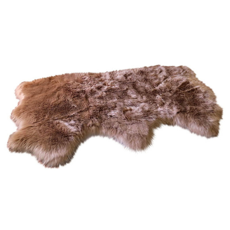 Amaranta Handmade Shag Sheepskin Brown Area Rug, Novelty 3' x 4'6"