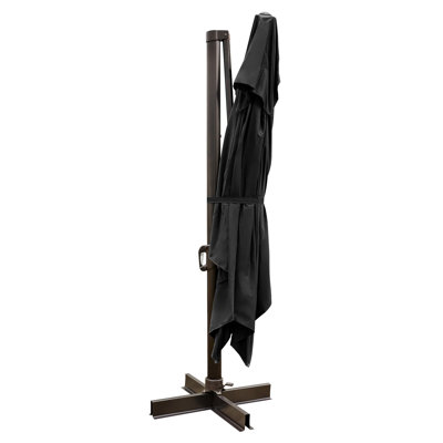 Parasol de patio en porte-à-faux rectangulaire inclinable en polyester gris foncé 113 po Danyielle