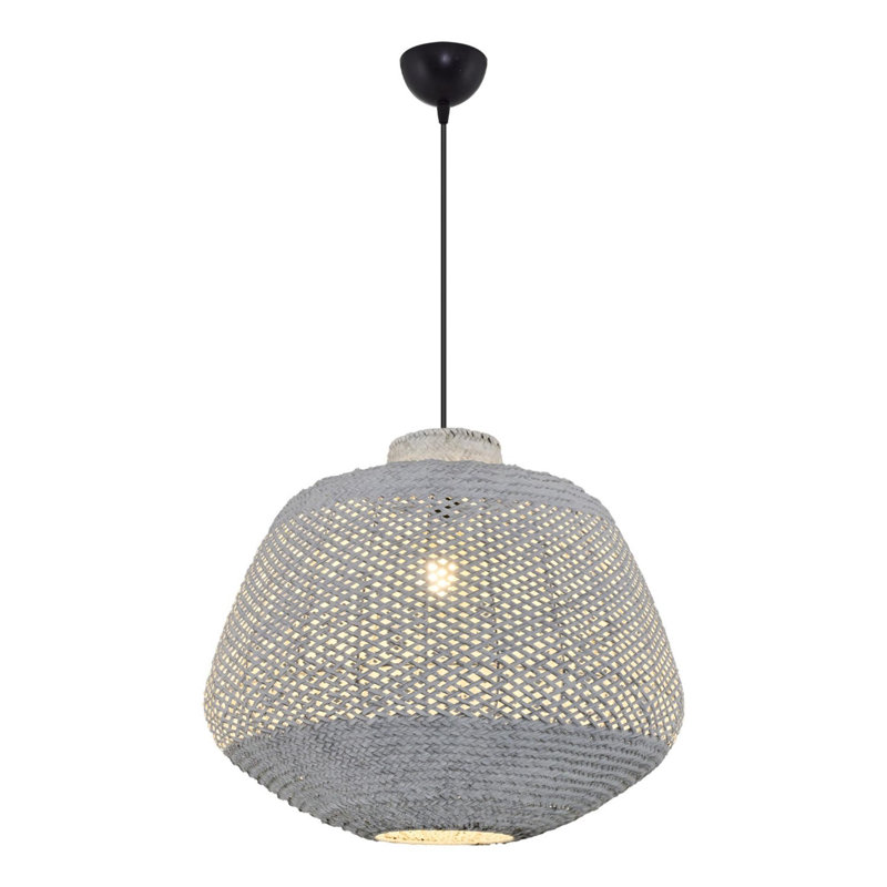 Lustre blanc élégant Cassen, 50 cm de diamètre x 47,2 pouces de hauteur | Corps en plastique durable et culot en rotin E27 de 24 W à économie d'énergie | Parfait pour le salon, la salle à manger et le vestibule | Solution d'éclairage élégante pour les maisons modernes
