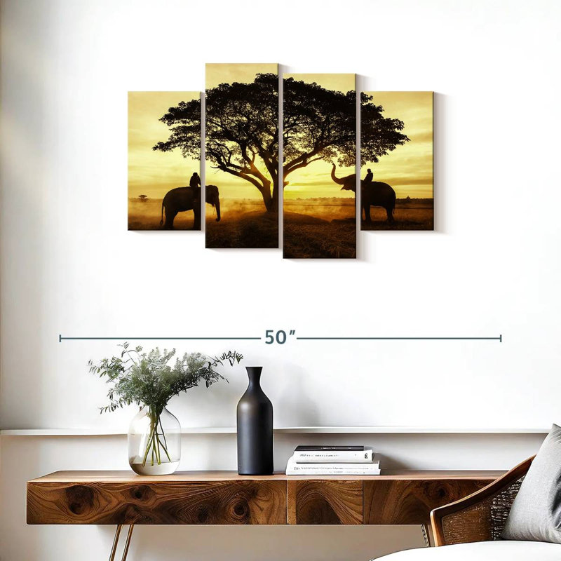 Brampt Elephant Couple Silhouette, 22" H x 36" W