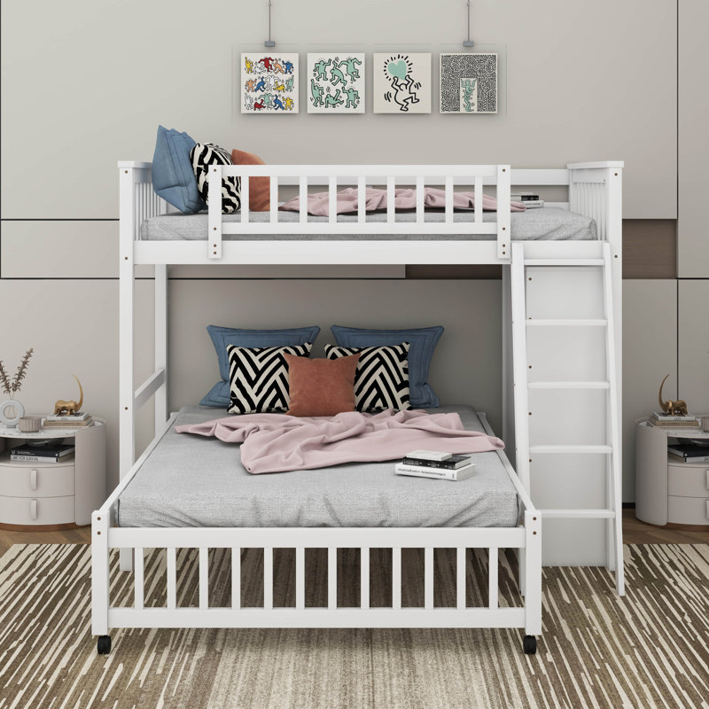 Twin Over Full Bunk Bed With Drawers, White
