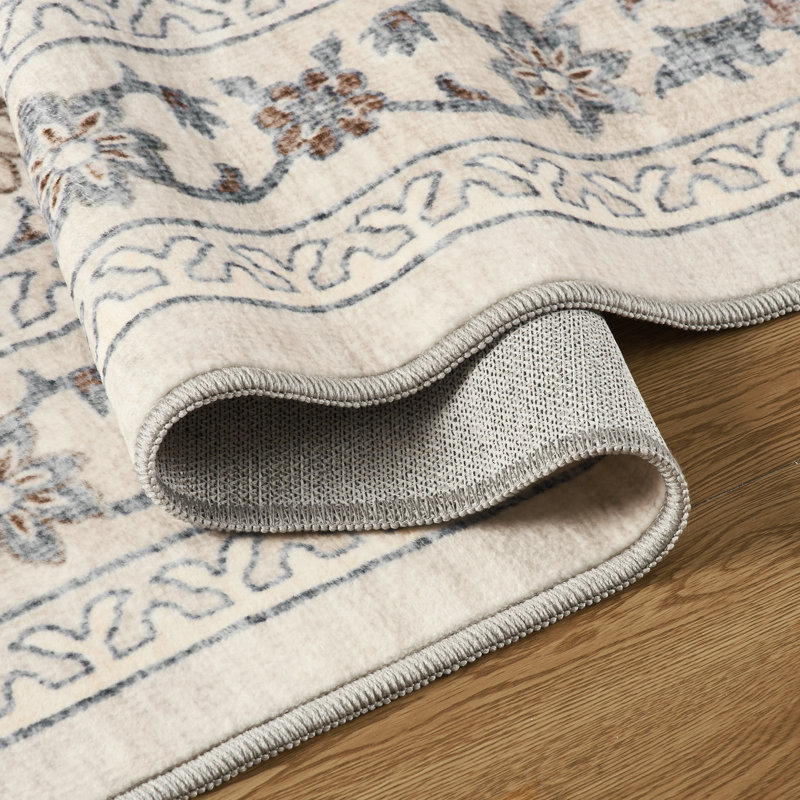 Tapis floral ultra doux lavable à la machine, Rectangle 10' x 14'