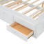 Lit double en bois avec tête de lit avec prises de courant, lit extensible avec lit gigogne simple avec trois tiroirs de rangement, blanc-1089759271