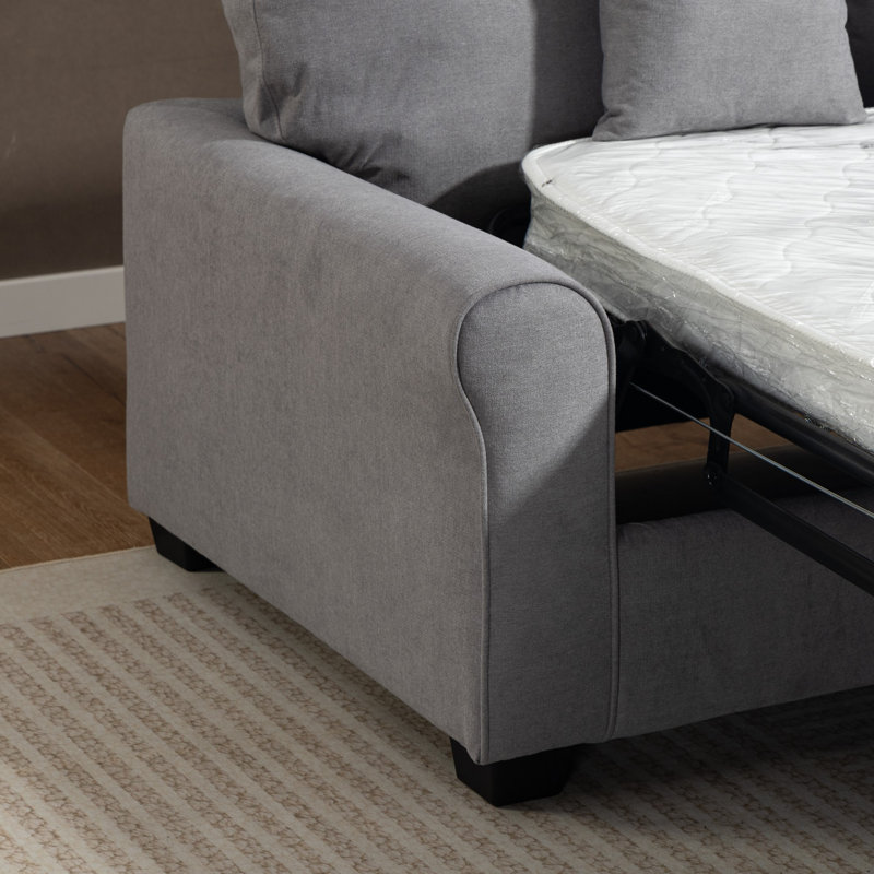 2 Seater Linen Blend Sofa Bed, Grey