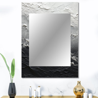 Minimalisme noir et blanc Paint Wave - Grand miroir mural sur métal