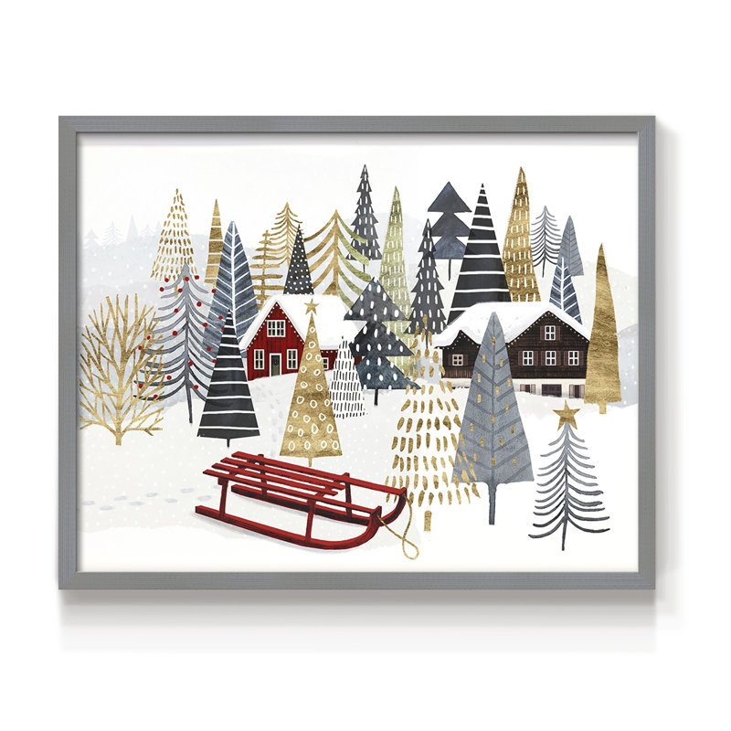 Collection de chalet de Noël A - Reproduction encadrée - Restickable, H 22 po x l 28 po, Gris