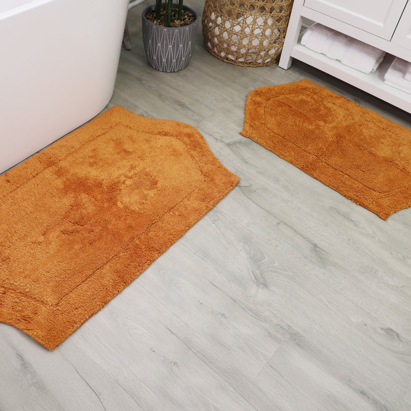 Morissette 100% Cotton Bath Rug, Non-slip, Absorbent, Machine Washable, Quick Dry 2 PCs set (21x34 / 24x40), Terracotta