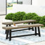 Banc de patio en bois, à deux tons, plateau à lattes rustique, 18 pouces de hauteur, banc extérieur propre et classique, aspect deux tons, conception, profondeur de 14,5 po, convient aux repas
