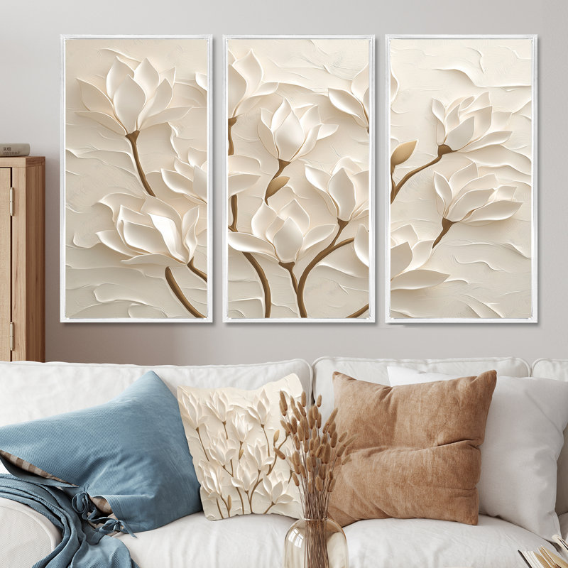 Ensemble de salon Adalbern - Magnolia, H 32 po x l 48 po, Reproduction avec cadre flottant, White
