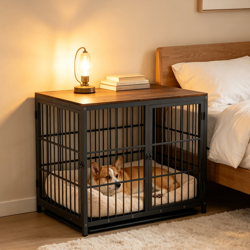 Harriet Furniture Style Crate with 3 Doors, Black, 65 cm H x 78.5 cm W x 56.5 cm D