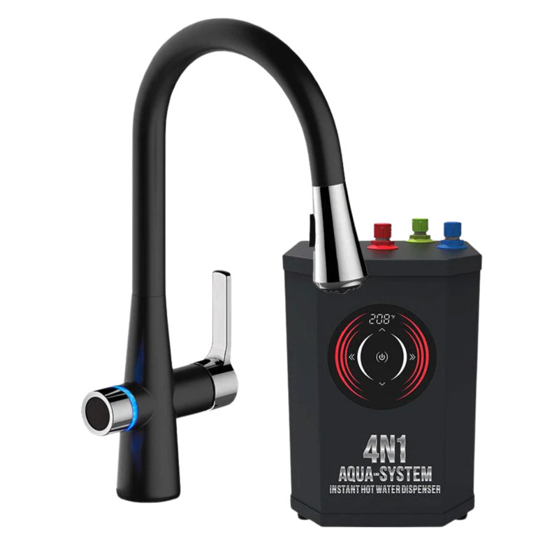 AquaNuTech Pull Down Touch Kitchen Faucet, Matte Black/Chrome