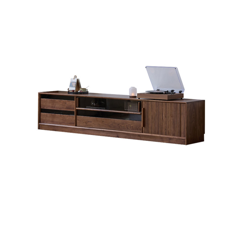 Nordic Style Walnut Wood TV Stand, 17.71"H x 59.05"L x 15.75"W