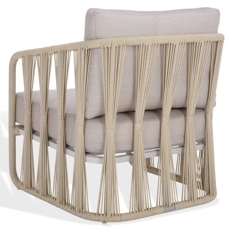 Chaise de terrasse en aluminium et corde Franklyn, Blanc